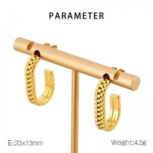 European and American fashion stainless steel creative geometric opening temperament gold earrings - KE112717-SP