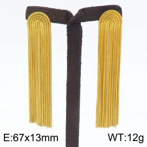 Stainless steel gold tassel earrings - KE112720-WGJD