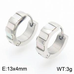 Minimalist temperament, steel color inlaid with white stone stainless steel earrings - KE112722-YN