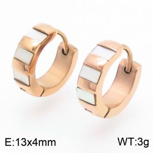 Minimalist temperament rose gold inlaid white stone stainless steel earrings - KE112723-YN