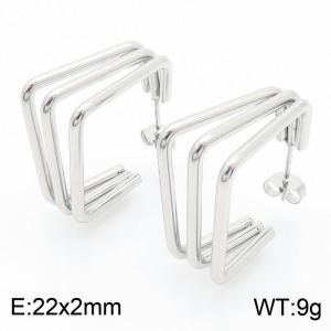 Advanced and minimalist three ring diamond shaped stainless steel earrings - KE112728-YN