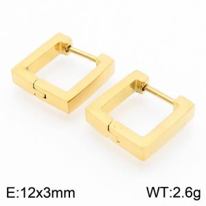 Square 12 * 3mm gold stainless steel ear buckle - KE112741-YN