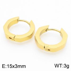 O-shaped 15 * 3mm gold stainless steel ear buckle - KE112745-YN