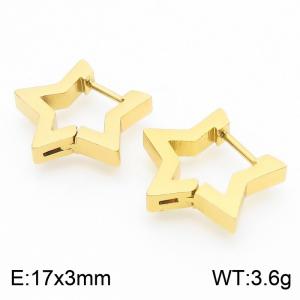 Five pointed star shaped 17 * 3mm gold stainless steel ear buckle - KE112747-YN