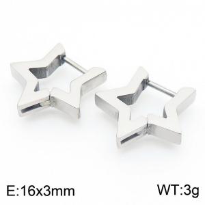 Five pointed star shaped 16 * 3mm steel stainless steel ear buckle - KE112748-YN