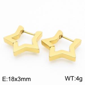 Five pointed star shaped 18 * 3mm gold stainless steel ear buckle - KE112749-YN