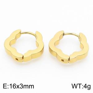 Flower shaped gold stainless steel ear buckle - KE112751-YN