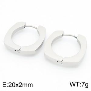 Circular 20 * 2mm steel colored stainless steel ear buckle - KE112754-YN