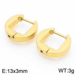 Circular 13 * 3mm gold stainless steel ear buckle - KE112756-YN