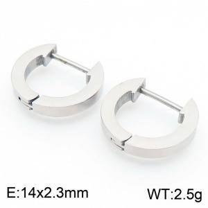 Circular 14 * 2.3mm steel colored stainless steel ear buckle - KE112759-YN