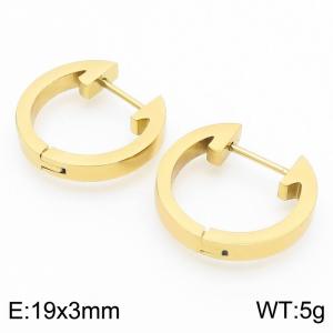 Round 19 * 3mm gold stainless steel ear buckle - KE112760-YN