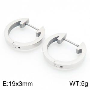 Circular 19 * 3mm steel colored stainless steel ear buckle - KE112761-YN
