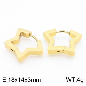 Five pointed star shaped 18 * 3mm gold stainless steel ear buckle - KE112762-YN