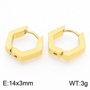Pentagonal 14 * 3mm gold stainless steel ear buckle - KE112763-YN