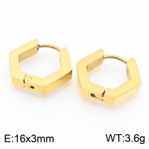 Pentagonal 16 * 3mm gold stainless steel ear buckle - KE112765-YN