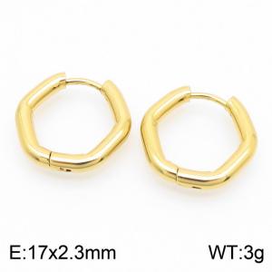 Pentagonal 17 * 2.3mm gold stainless steel ear buckle - KE112801-YN