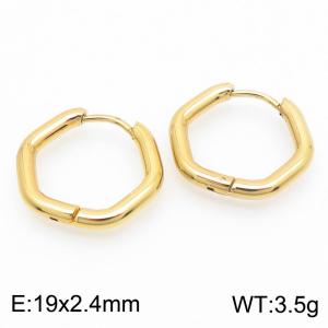 Pentagonal 19 * 2.4mm gold stainless steel ear buckle - KE112802-YN