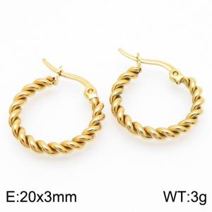 Woven Fried Dough Twists 20 * 3mm gold stainless steel ear buckle - KE112806-YN