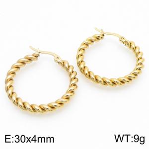 Woven Fried Dough Twists 30 * 4mm gold stainless steel ear buckle - KE112811-YN