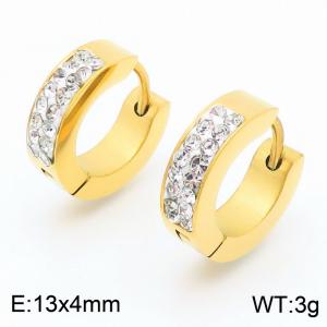 Stainless Steel Stone&Crystal Earring - KE112934-GC