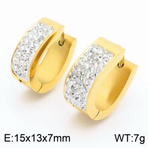 Stainless Steel Stone&Crystal Earring - KE112941-GC