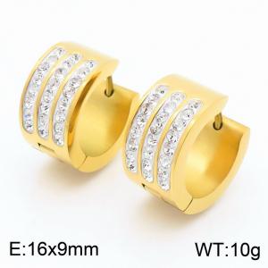 Stainless Steel Stone&Crystal Earring - KE112943-GC