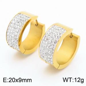 Stainless Steel Stone&Crystal Earring - KE112945-GC