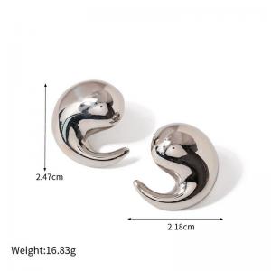 Stainless steel French smooth hollow earrings - KE113009-WGJD