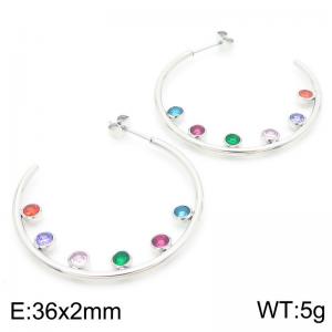 Stainless Steel Stone&Crystal Earring - KE113290-HM