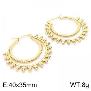 Stainless Steel Stone&Crystal Earring - KE113293-HM