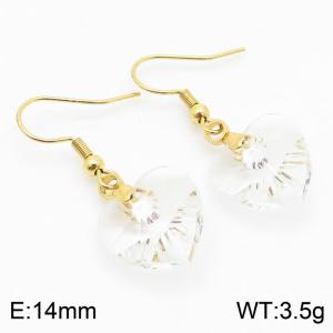 White Heart Stone Earrings for Women Gold Color Stainless Steel Fashion Jewelry - KE113336-Z