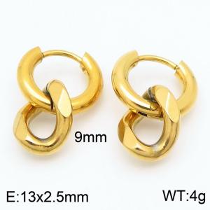 Men's and women's Cuban chain stainless steel earrings - KE113558-ZZ