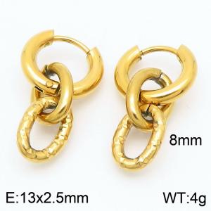 Male and female O-chain stainless steel earrings - KE113564-ZZ