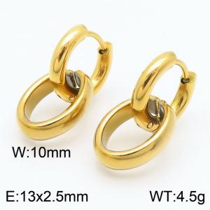 Male and female O-chain stainless steel earrings - KE113572-ZZ