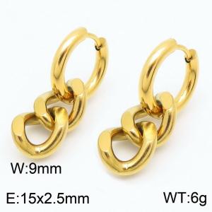 Men's and women's Cuban chain stainless steel earrings - KE113579-ZZ