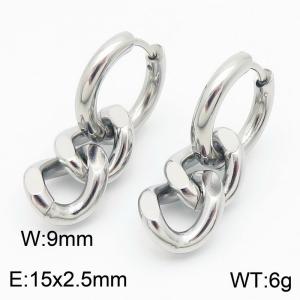 Men's and women's Cuban chain stainless steel earrings - KE113580-ZZ