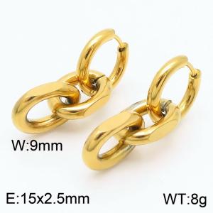 Male and female O-chain stainless steel earrings - KE113582-ZZ