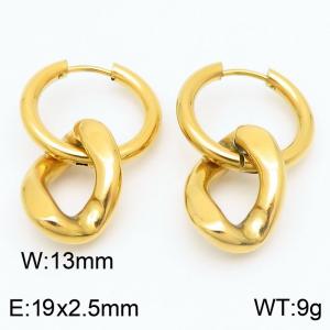 Men's and women's Cuban chain stainless steel earrings - KE113591-ZZ