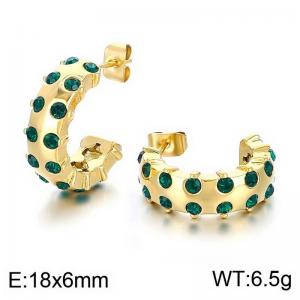 Stainless Steel Stone&Crystal Earring - KE113611-HM