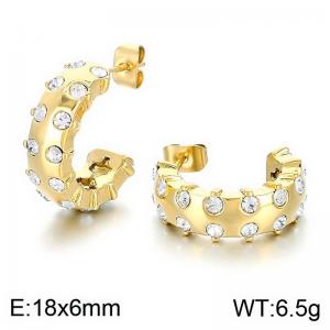 Stainless Steel Stone&Crystal Earring - KE113612-HM