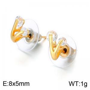 Stainless Steel Stone&Crystal Earring - KE113697-TLS