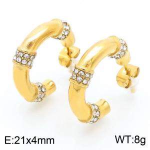 Stainless Steel Stone&Crystal Earring - KE113751-KFC