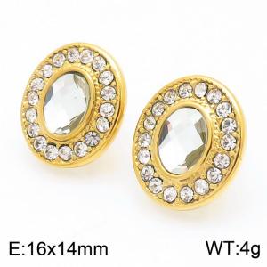 Stainless Steel Stone&Crystal Earring - KE113791-KFC