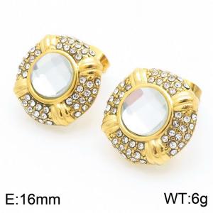 Stainless Steel Stone&Crystal Earring - KE113875-KFC