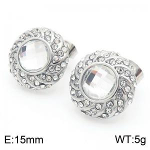 Stainless Steel Stone&Crystal Earring - KE113876-KFC