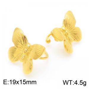 3D Butterfly Stainless Steel Gold Earrings - KE113939-KFC