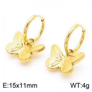 3D butterfly pendant with gold stainless steel ear buckle - KE113940-KFC