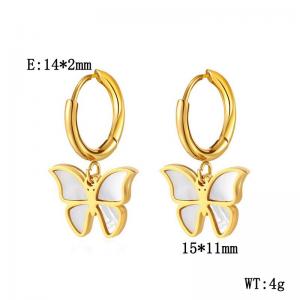 Stainless Steel Gold Plated Butterfly Shell Earrings - KE113947-KSP