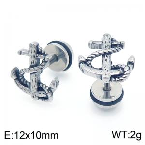 Hip hop rock boat anchor trendsetter stainless steel men and women titanium steel dumbbell earrings earrings - KE113952-WGLN