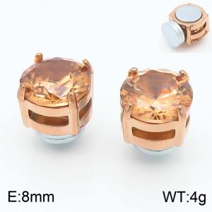 Zircon stainless steel male and female earrings without ear holes - KE113953-WGLN